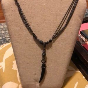 Stella & Dot Hematite Arlo Horn Necklace